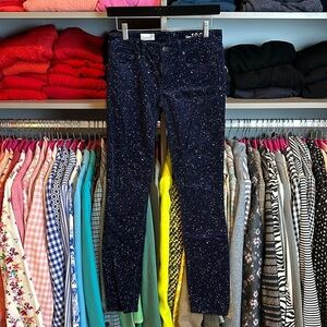 Gap 1969 always skinny blue with white splatter print corduroy pants size 2